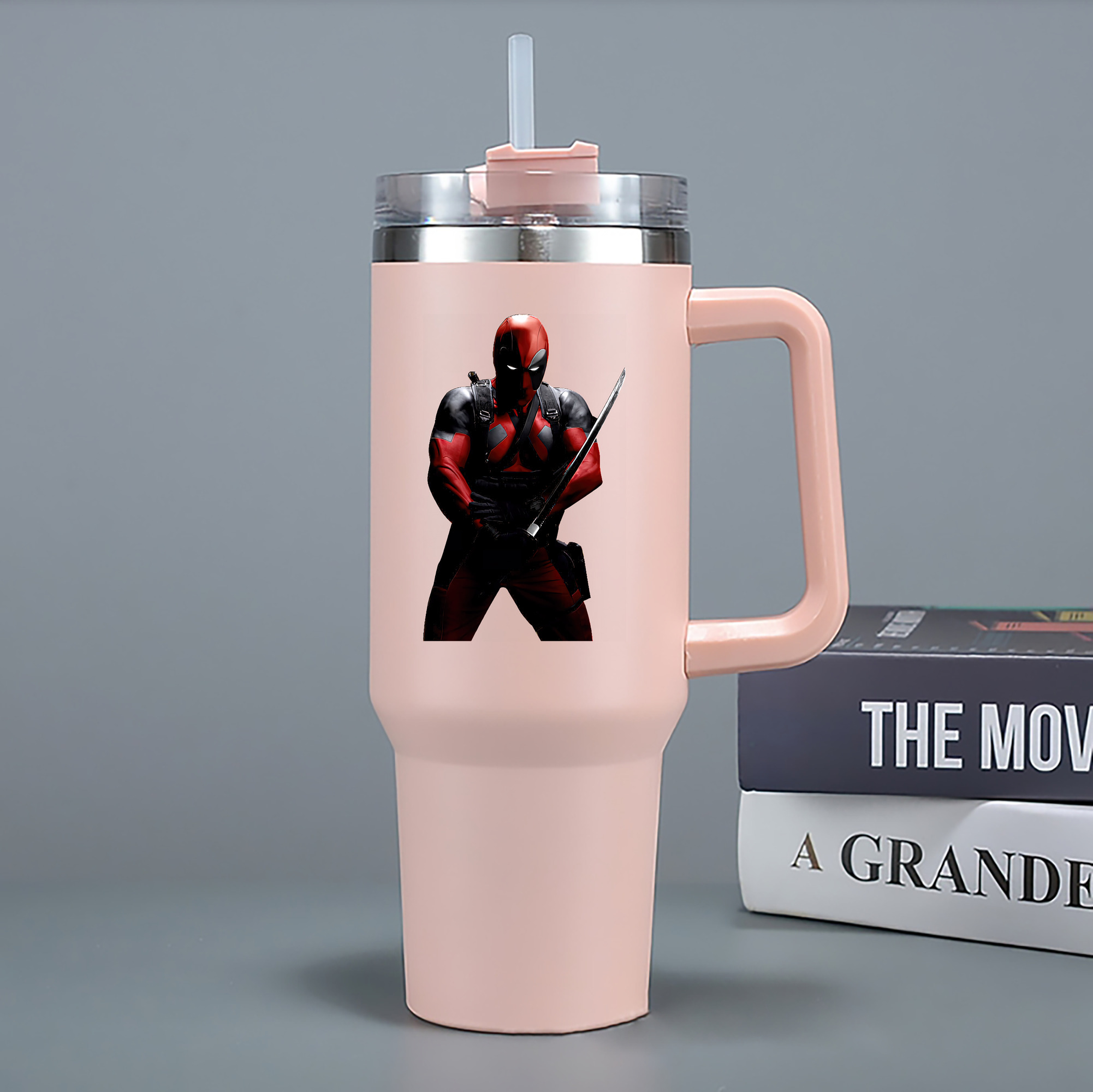 （画像用） Deadpool デッドプール 1200mL車用タンブラー - クリスタルステッカー（プラスチックストロー付き）